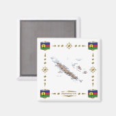 New Caledonia Map + Flags Magnet Magneet (Voorkant / Achterkant)