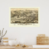New Castle & Damariscotta, ME Panoramic Map - 1878 Poster (Keuken)