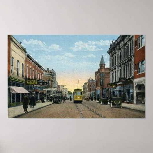 New Castle, Indiana Broad St Trolley Poster (Voorkant)