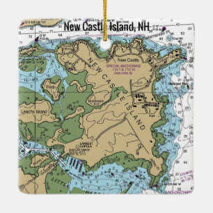 New Castle Island NH Chart Keramisch Ornament