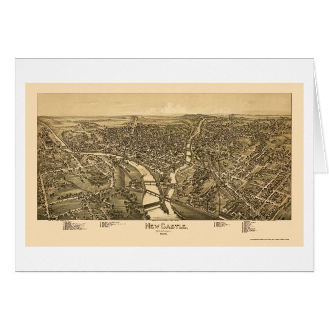 New Castle, PA Panoramic Map - 1896 (Voorkant Horizontaal)