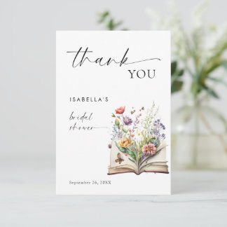 New Chapter Begins Floral Book Bridal Shower Bedankkaart