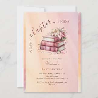New Chapter Begins Floral Books Baby Shower Kaart