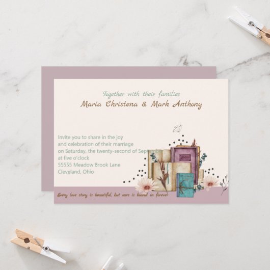 New Chapter Begins Wedding Invitation (Devant/Arrière en situation)