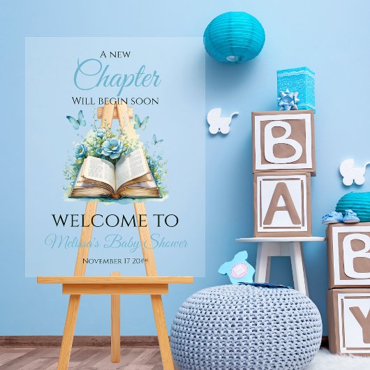 New Chapter Blue Brunch Book Baby Shower Welcome