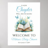 New Chapter Blue Brunch Book Baby Shower Welcome Poster (Voorkant)