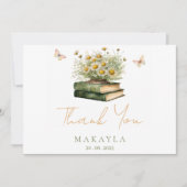 New Chapter Boho Book Floral Bridal Shower Bedankkaart (Voorkant)