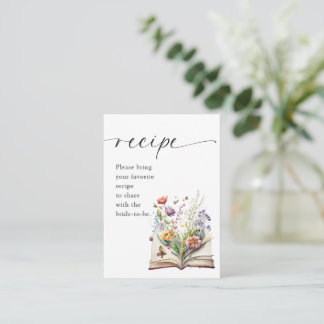 New Chapter Floral Book Bridal Shower Recipe Informatiekaartje