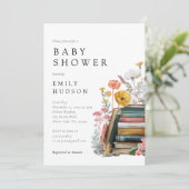 New Chapter Floral Books Baby Shower Invitation (Debout devant)