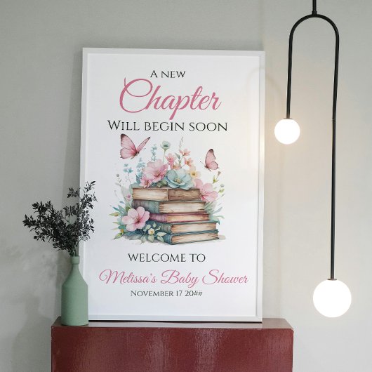 New Chapter Girl Storybook Baby Shower Welcome Poster