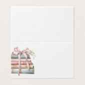 New Chapter Pink Bow Books Baby Shower place card Kaart (Buitenkant ongevouwen)