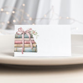 New Chapter Pink Bow Books Baby Shower place card Kaart