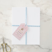 New Chapter Pink Bow Stripes Baby Shower Cadeaulabel (Met Touw)