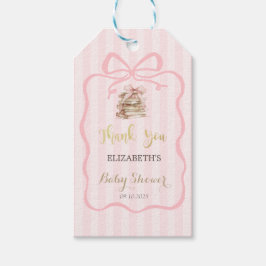 New Chapter Pink Bow Stripes Baby Shower Cadeaulabel
