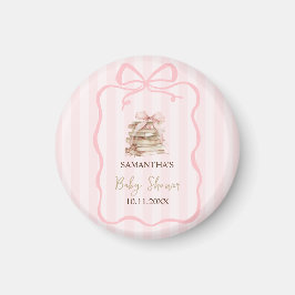 New Chapter Pink Bow Stripes Baby Shower Magneet