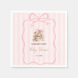 New Chapter Pink Bow Stripes Baby Shower Servet
