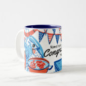 New Citizen Gift - Amerikaans Patriottisch Nederla Tweekleurige Koffiemok (Voorkant links)