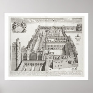 New College, Oxford, uit 'Oxonia Illustrata', pub Poster