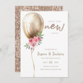 New Date Wedding Postponement Beige Balloon Save The Date (Voorkant / Achterkant)