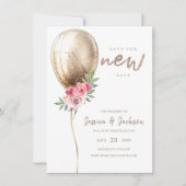 New Date Wedding Postponement Beige Balloon Save The Date (Voorkant)