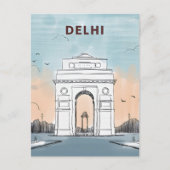 New Delhi, India Reizen waterverf retro Briefkaart (Voorkant)