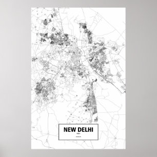 New Delhi, India (zwart op wit) Poster