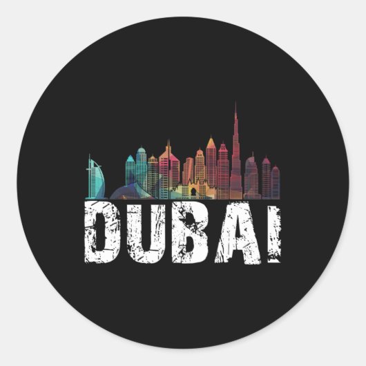 New Dubai Love Skyline Uni For Holidays In Dubai Ronde Sticker (Voorkant)