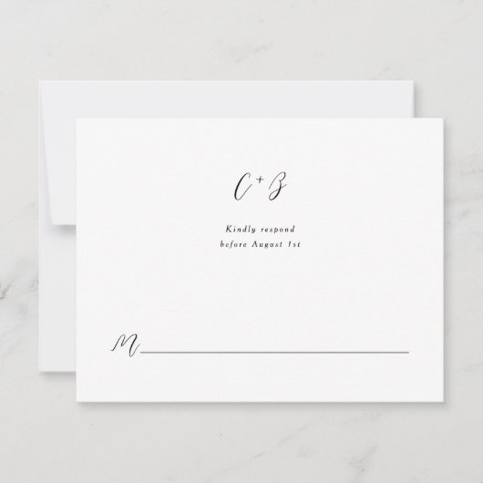 New Elegance Calligraphy Monogram RSVP Kaartje (Voorkant)