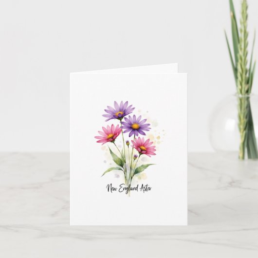 New England Aster Floral Blank Note Card (Devant)