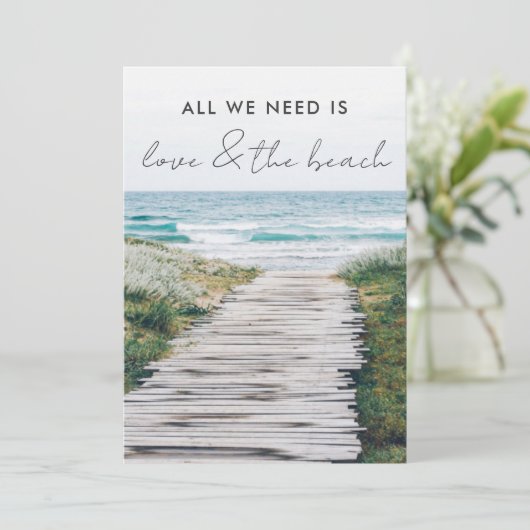 New England Beach Elopement Huwelijksaankondiging Kaart (Staand voorkant)