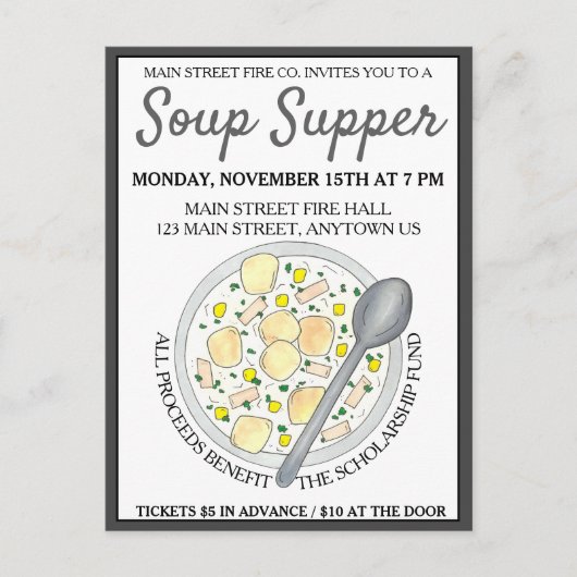 New England Clam Chowder Bowl Soup Cookoff Super Uitnodiging Briefkaart (Voorkant)