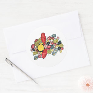 New England Clams Lobster Clambake Seafood Dinner Ronde Sticker