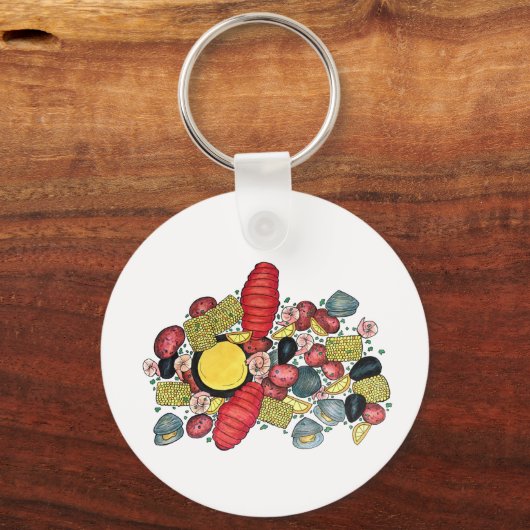 New England Clams Lobster Clambake Seafood Dinner Sleutelhanger (Achterkant)