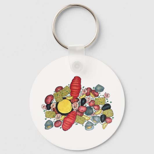 New England Clams Lobster Clambake Seafood Dinner Sleutelhanger (Achterkant)