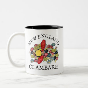 New England Clams Lobster Clambake Seafood Dinner Tweekleurige Koffiemok