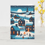 New England-dorp - Winterse scène Kaart (Gele Bloem)