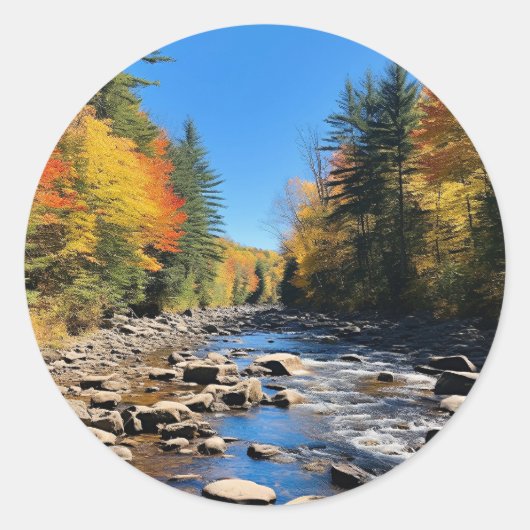 New England kleurrijk landschap, herfst, Ronde Sticker (Voorkant)