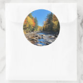New England kleurrijk landschap, herfst, Ronde Sticker (Tas)