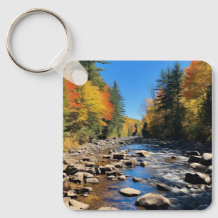 New England kleurrijk landschap, herfst, Sleutelhanger