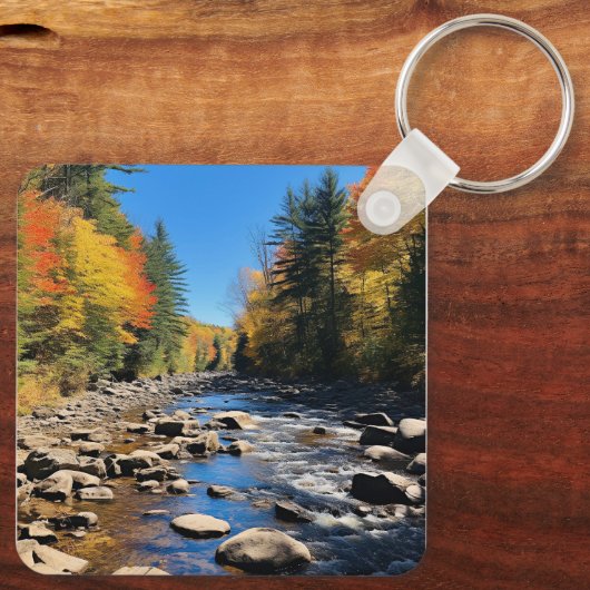 New England kleurrijk landschap, herfst, Sleutelhanger (Achterkant)
