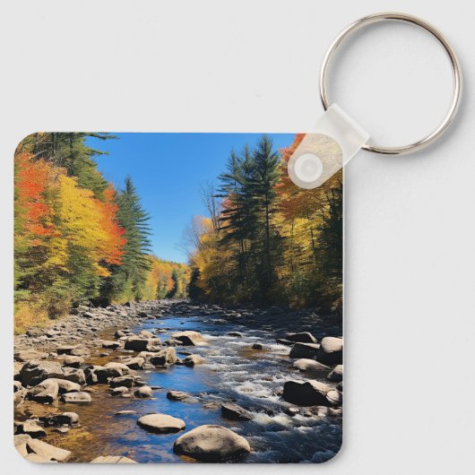 New England kleurrijk landschap, herfst, Sleutelhanger (Achterkant)