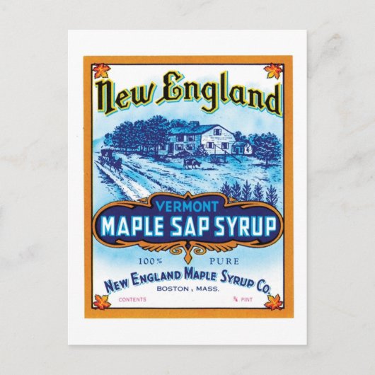 New England Maple Sap Syrup Ad Briefkaart (Voorkant)