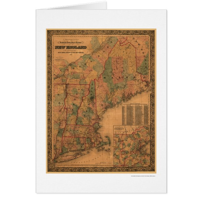 New England Railroad Map 1861 (Voorkant)