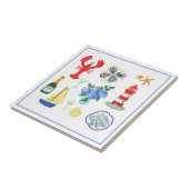 New England Seafood thema met de hand geschilderd Tegeltje (Zijkant)