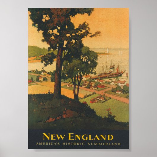 New England Vintage Travel Poster (Voorkant)