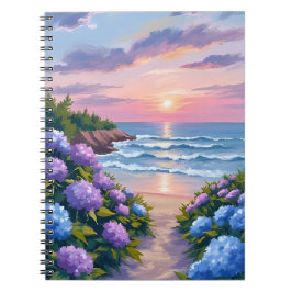 New England Zomer | Hydrangea Strand Schilderij Notitieboek