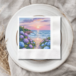 New England Zomer Hydrangea Strand Schilderij Servet