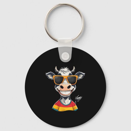 New Glarus Wi Usa Funny Cow Cartoon Design  Sleutelhanger (Voorkant)