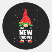 New Gnome Matching Family Group Christmas Party Pa Ronde Sticker (Voorkant)