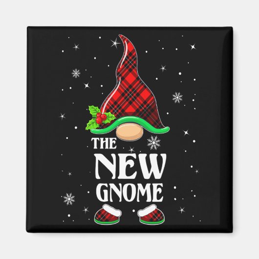 New Gnome Red Plaid Matching Family Christmas Paja Magneet (Voorkant)